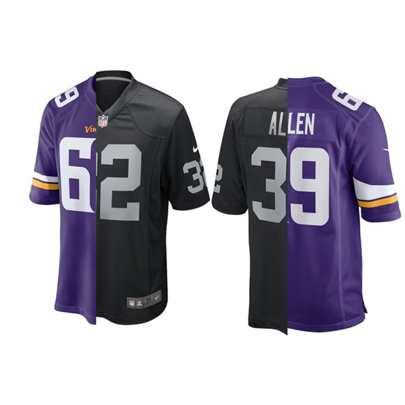 Men's Purple/Black Minnesota Vikings & Raiders Customized Split Stitched Football Jersey